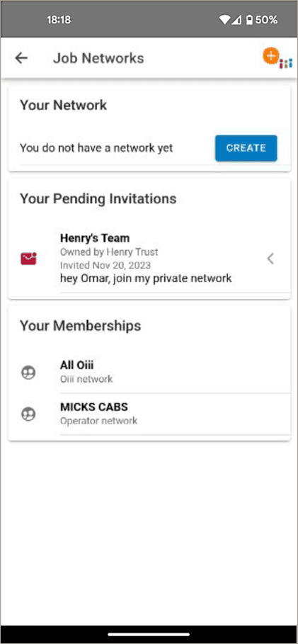 OiiiPlus® Driver Network Friend Pending Invitation.