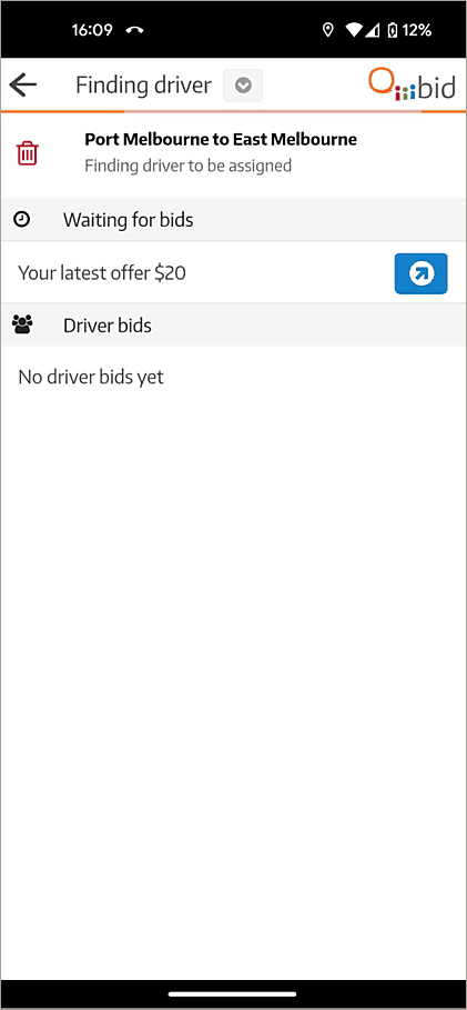 Oiii App Monitoring Driver Bidding.